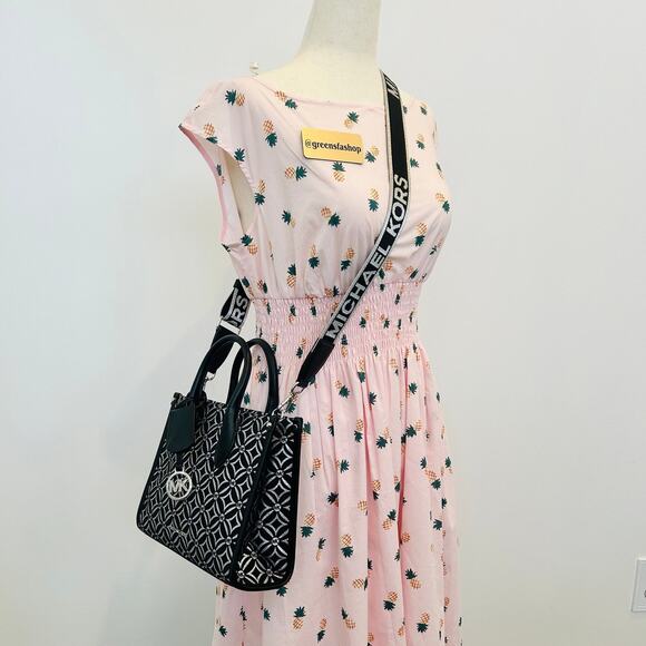 Michael Kors Purse Mirella Small Metallic Logo Jacquard Crossbody Bag Black - Picture 10 of 10